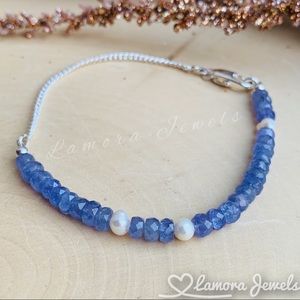 Genuine Tanzanite Gems Real Pearl silver bracelet